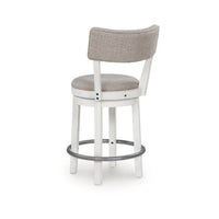 Lea Swivel Counter Stool Chair Set of 2, Gray Padded Seats, Antique White - BM345199