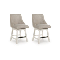 Lea Swivel Counter Stool Chair Set of 2, Gray Sloped Armrests, Antique White - BM345200