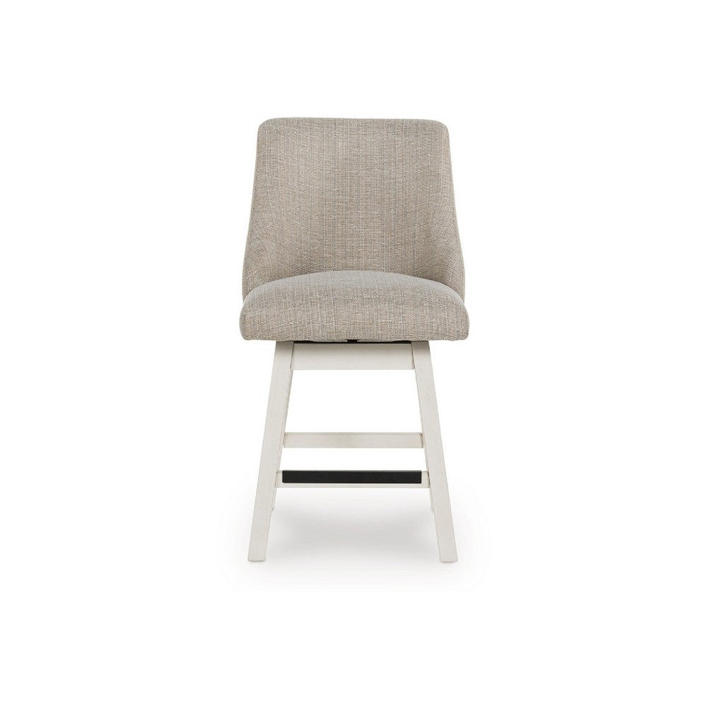Lea Swivel Counter Stool Chair Set of 2, Gray Sloped Armrests, Antique White - BM345200