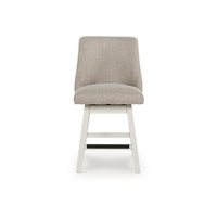 Lea Swivel Counter Stool Chair Set of 2, Gray Sloped Armrests, Antique White - BM345200