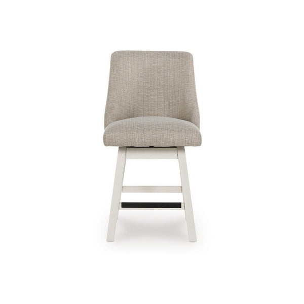 Lea Swivel Counter Stool Chair Set of 2, Gray Sloped Armrests, Antique White - BM345200