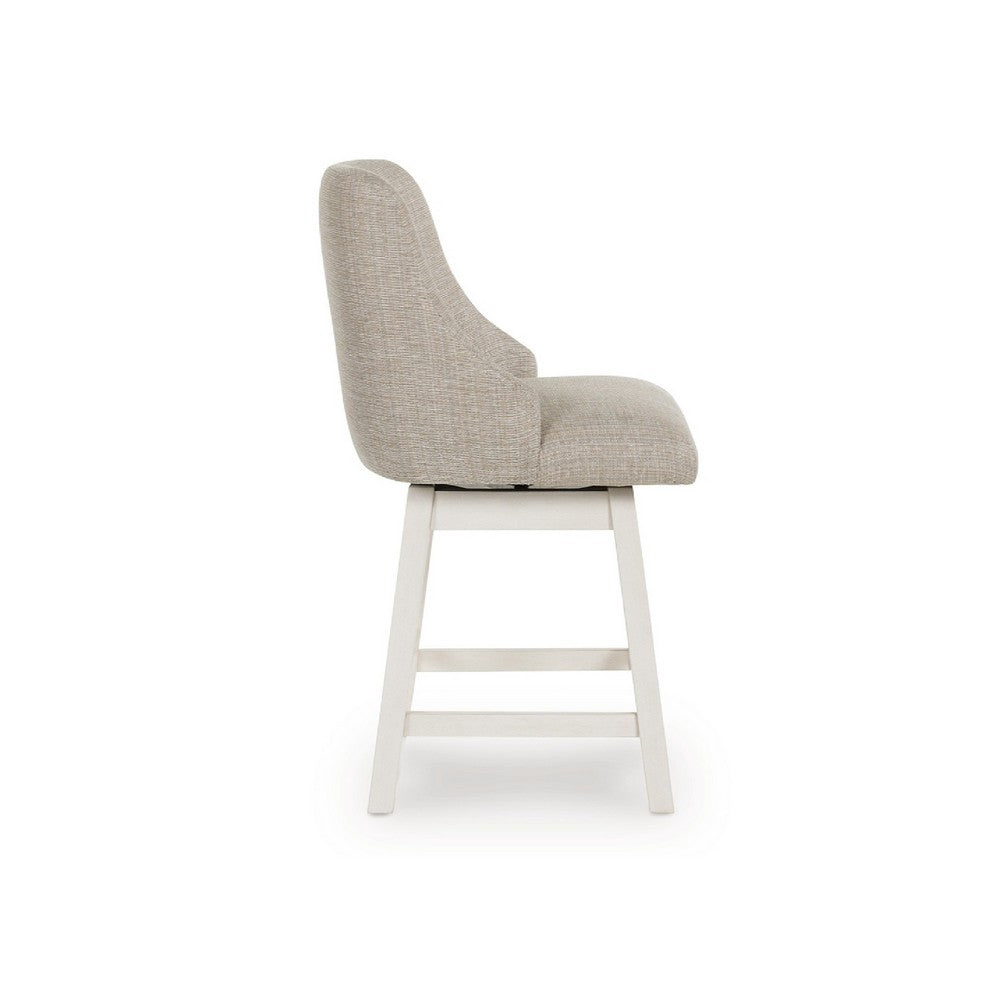 Lea Swivel Counter Stool Chair Set of 2, Gray Sloped Armrests, Antique White - BM345200