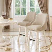 Lea Swivel Counter Stool Chair Set of 2, Gray Sloped Armrests, Antique White - BM345200