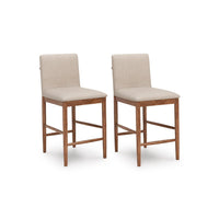 Wrenn Counter Stool Chair Set of 2, Beige Padded, Natural Light Brown - BM345201