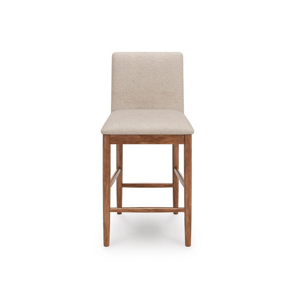 Wrenn Counter Stool Chair Set of 2, Beige Padded, Natural Light Brown - BM345201