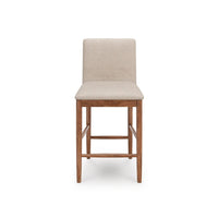 Wrenn Counter Stool Chair Set of 2, Beige Padded, Natural Light Brown - BM345201