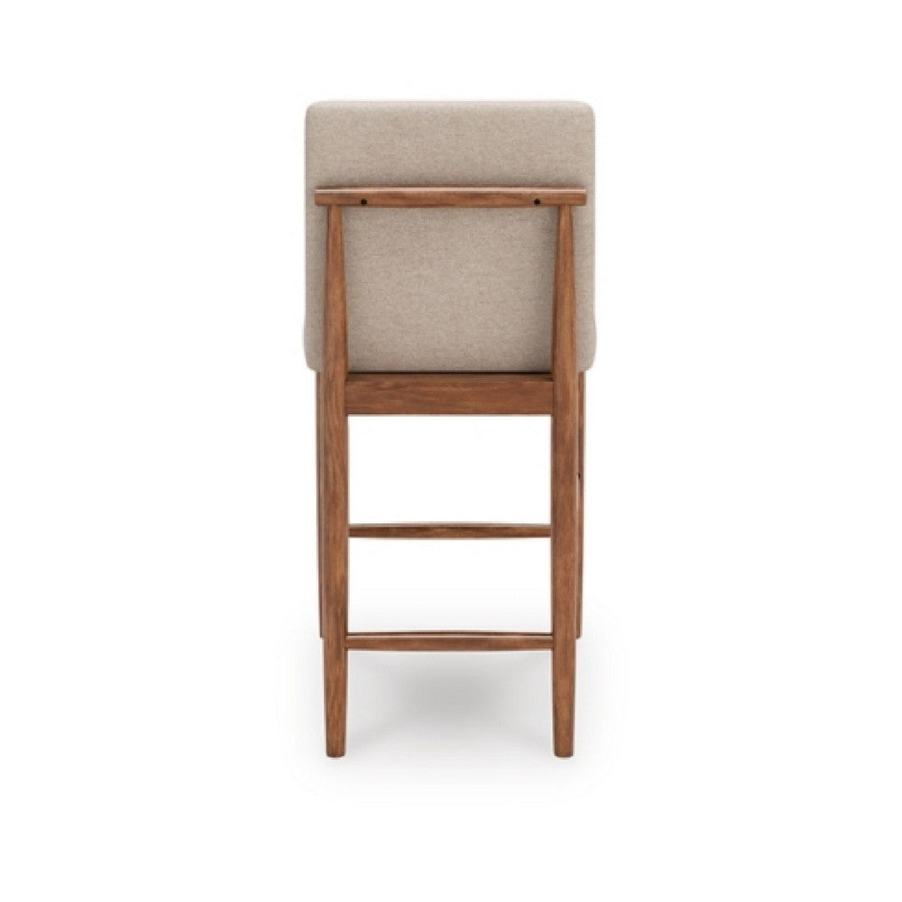 Wrenn Counter Stool Chair Set of 2, Beige Padded, Natural Light Brown - BM345201