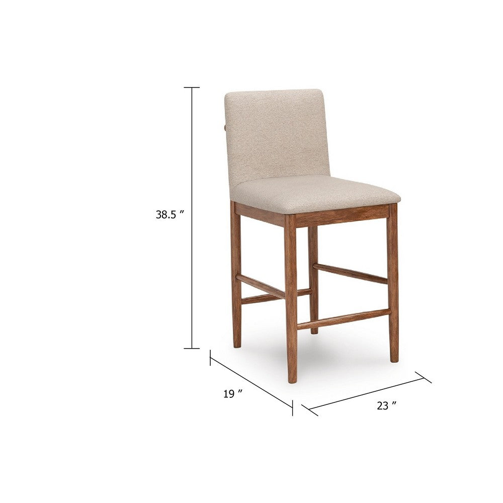 Wrenn Counter Stool Chair Set of 2, Beige Padded, Natural Light Brown - BM345201