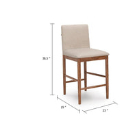 Wrenn Counter Stool Chair Set of 2, Beige Padded, Natural Light Brown - BM345201
