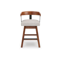 Raly Swivel Counter Stool Chair, Gray Padded Seat and Curved Backs, Brown - BM345204