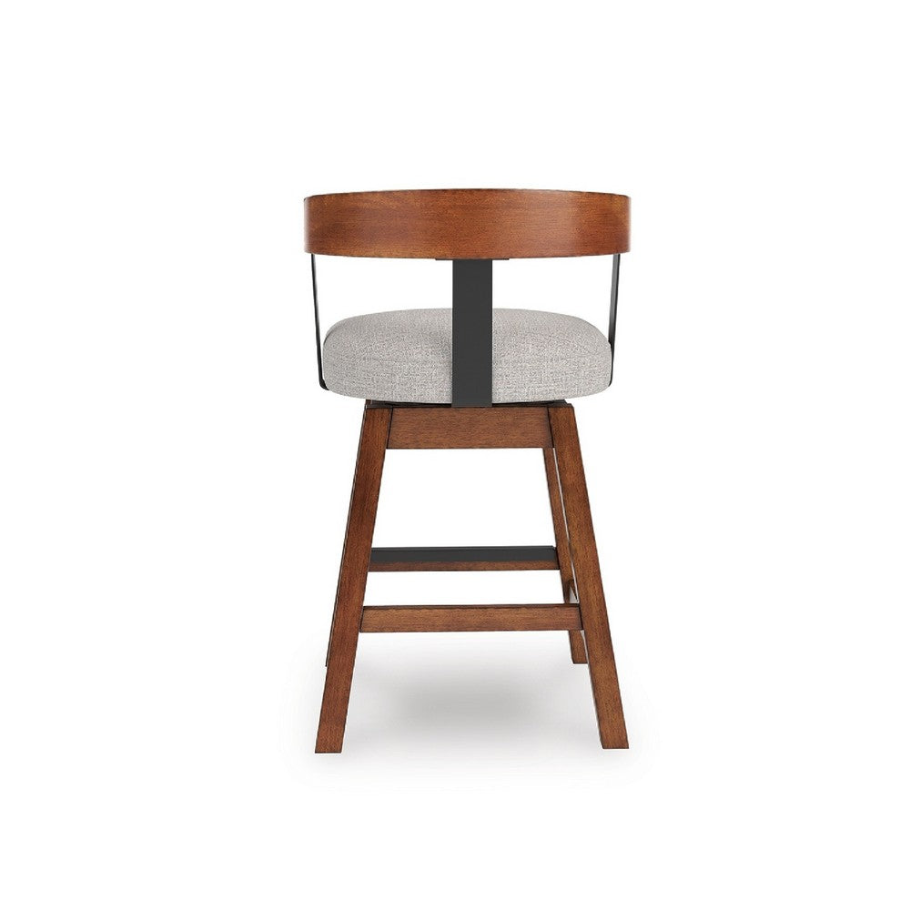 Raly Swivel Counter Stool Chair, Gray Padded Seat and Curved Backs, Brown - BM345204