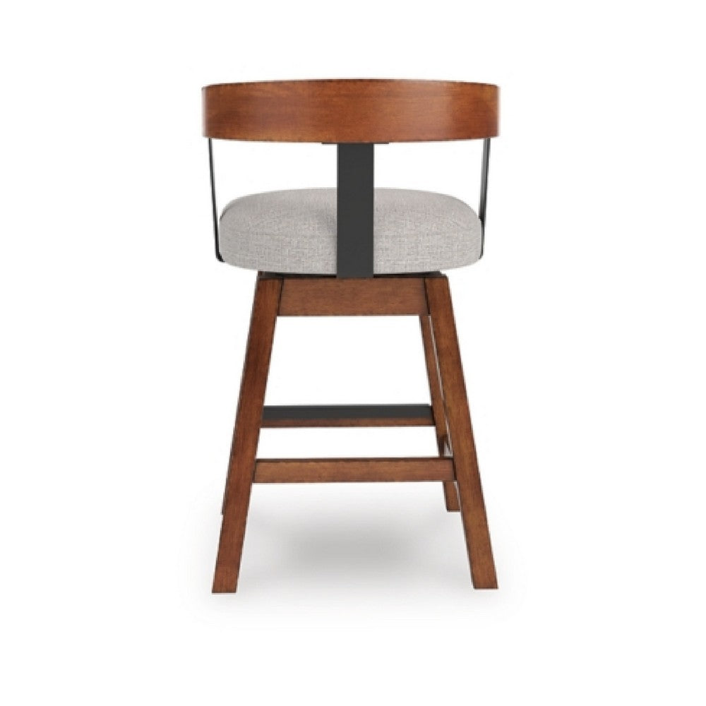 Raly Swivel Counter Stool Chair, Gray Padded Seat and Curved Backs, Brown - BM345204