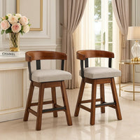 Raly Swivel Counter Stool Chair, Gray Padded Seat and Curved Backs, Brown - BM345204
