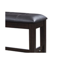 Hado Counter Height Bench, 50 Inch Black Faux Leather Padded, Brown Wood - BM345206