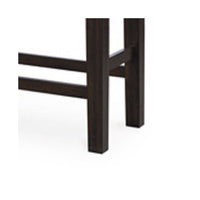 Hado Counter Height Bench, 50 Inch Black Faux Leather Padded, Brown Wood - BM345206