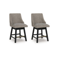 Nea Swivel Counter Stool Chair Set of 2, Taupe Gray Padded, Dark Brown - BM345209