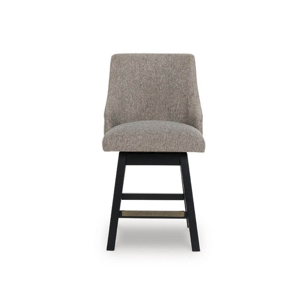 Nea Swivel Counter Stool Chair Set of 2, Taupe Gray Padded, Dark Brown - BM345209