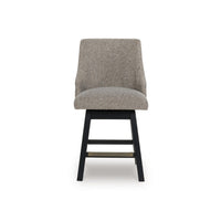 Nea Swivel Counter Stool Chair Set of 2, Taupe Gray Padded, Dark Brown - BM345209