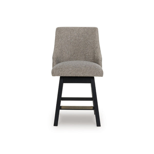 Nea Swivel Counter Stool Chair Set of 2, Taupe Gray Padded, Dark Brown - BM345209