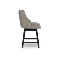 Nea Swivel Counter Stool Chair Set of 2, Taupe Gray Padded, Dark Brown - BM345209