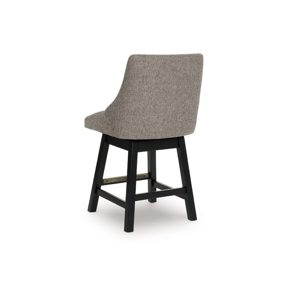 Nea Swivel Counter Stool Chair Set of 2, Taupe Gray Padded, Dark Brown - BM345209