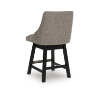 Nea Swivel Counter Stool Chair Set of 2, Taupe Gray Padded, Dark Brown - BM345209
