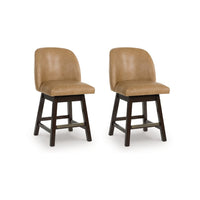 Nea Swivel Counter Stool Chair Set of 2, Warm Brown Faux Leather - BM345210