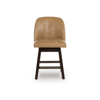 Nea Swivel Counter Stool Chair Set of 2, Warm Brown Faux Leather - BM345210