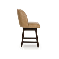 Nea Swivel Counter Stool Chair Set of 2, Warm Brown Faux Leather - BM345210