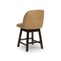 Nea Swivel Counter Stool Chair Set of 2, Warm Brown Faux Leather - BM345210