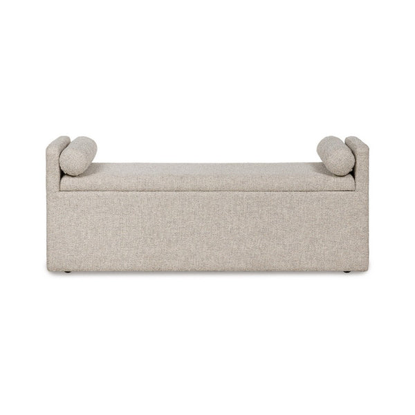 Dani Ottoman Bench, 2 Bolster Pillows and Hidden Storage, Beige 62 Inch - BM345211