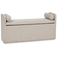 Dani Ottoman Bench, 2 Bolster Pillows and Hidden Storage, Beige 62 Inch - BM345211
