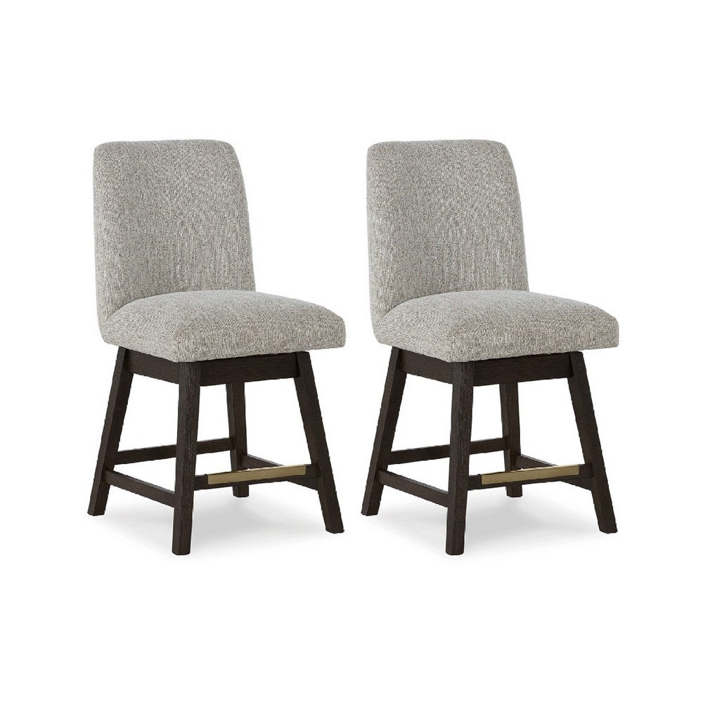 Haus Swivel Counter Height Chair Set of 2, Beige Foam Seats, Dark Brown - BM345212