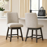 Haus Swivel Counter Height Chair Set of 2, Beige Foam Seats, Dark Brown - BM345212