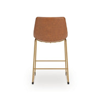 Cia Counter Height Chair Set of 2, Bucket Faux Leather Seat, Gold Legs - BM345214