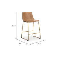 Cia Counter Height Chair Set of 2, Toast Brown Bucket Faux Leather Seat - BM345216