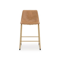 Cia Tall Barstool Chair Set of 2, Toast Brown Bucket Faux Leather Seat - BM345217