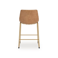 Cia Tall Barstool Chair Set of 2, Toast Brown Bucket Faux Leather Seat - BM345217