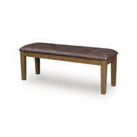 Fori Dining Bench, 50 Inch Faux Leather Seat, Light Brown Tapered Legs - BM345218