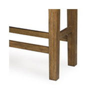 Fori Counter Height Bench, 50 Inch Faux Leather Seat, Light Brown Legs - BM345219