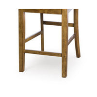 Fori Barstool Chair Set of 2, Faux Leather Seats, Light Brown Legs - BM345220
