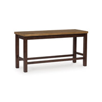 Rex Counter Height Bench, 48 Inch Light Brown Plank Seat, Dark Brown - BM345226