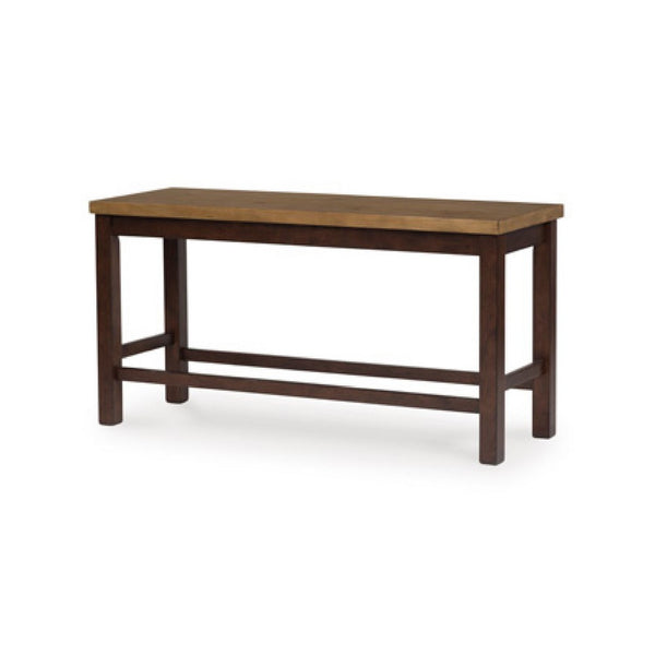 Rex Counter Height Bench, 48 Inch Light Brown Plank Seat, Dark Brown - BM345226