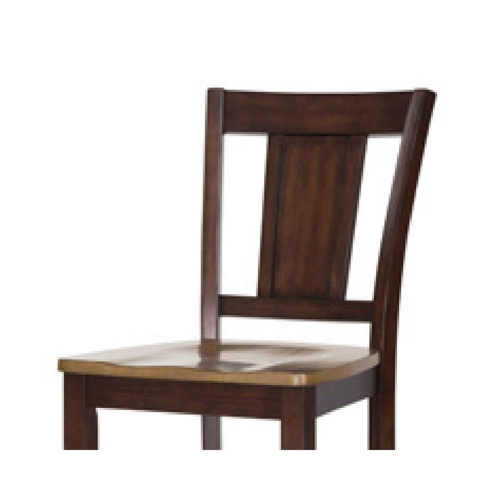 Rex Counter Height Chair Set of 2, Light Brown Plank Seat, Dark Brown - BM345227