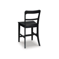 Gela Counter Stool Chair Set of 2, Stylized Ladder Back, Plank Seat, Black - BM345229