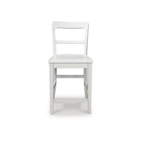 Gela Counter Stool Chair Set of 2, Stylized Ladder Back, Plank Seat, White - BM345231
