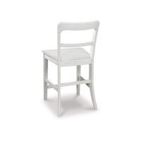 Gela Counter Stool Chair Set of 2, Stylized Ladder Back, Plank Seat, White - BM345231