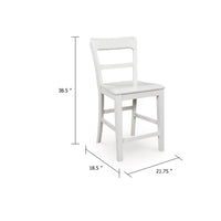 Gela Counter Stool Chair Set of 2, Stylized Ladder Back, Plank Seat, White - BM345231