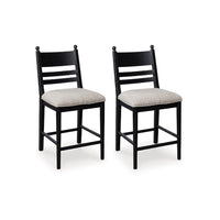 Gela Counter Height Chair Set of 2, Beige Seat, Black Ladderback - BM345233