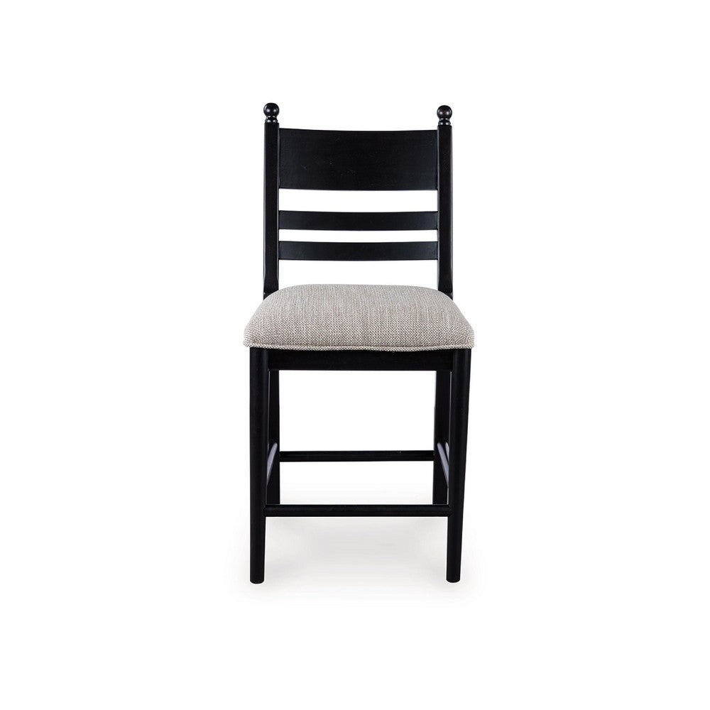 Gela Counter Height Chair Set of 2, Beige Seat, Black Ladderback - BM345233